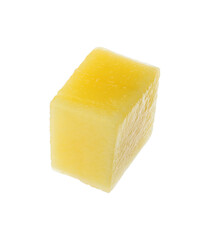 Tasty ripe mango cube isolated on white