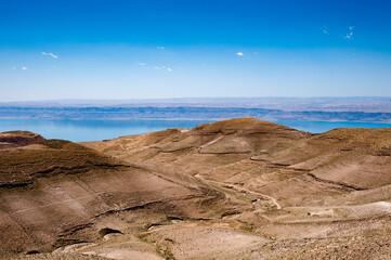 Fototapeta na wymiar It's Dead sea and the hills of Jordan