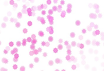 Obraz na płótnie Canvas Light Pink vector layout with bright snowflakes.