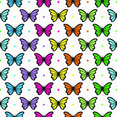 Fototapeta premium seamless pattern vintage rainbow butterfly with circle background