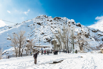 Fototapeta premium It's Alvand Mountain in winter in Iran.
