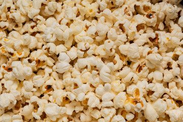 popcorn grain burst in top view, and closeup;