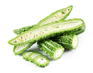 Balsam pear isolated on white background.
