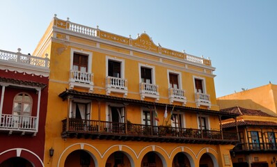 Fototapeta na wymiar Typical Latin-American Colonial Balcony in Cartagena Colombia