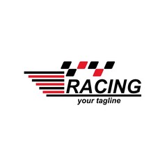 Race flag icon, simple design race flag logo template
