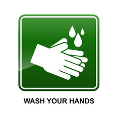 Wash your hands sign isolated on white background vector illustration.