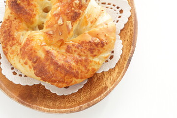 Homemade coconut flake sweet bread for breakfast