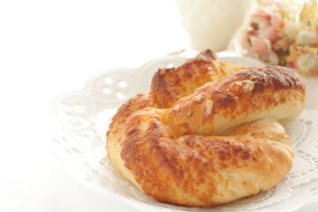 Homemade coconut flake sweet bread for breakfast