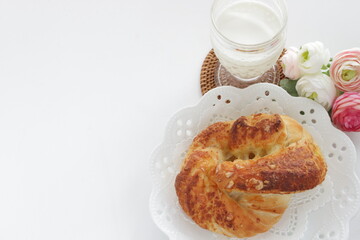 Homemade coconut flake sweet bread for breakfast