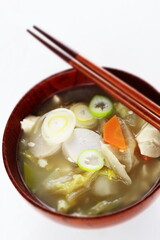 Japanese food, root vegetable in Miso soup for healthy meal