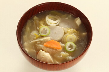 Japanese food, root vegetable in Miso soup for healthy meal