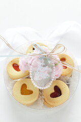 Homemade heart shaped jam cookies