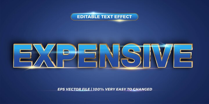 Text effect in 3d Expensive words text effect theme editable metal gold color concept with blue background