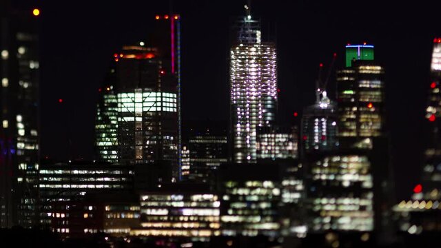 Timelapse video of skyscrapers at night, London, England, UK