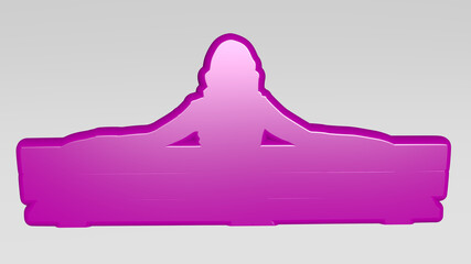 WOMAN SITING ON A PARK BENCH made by 3D illustration of a shiny metallic sculpture on a wall with light background. icon and design