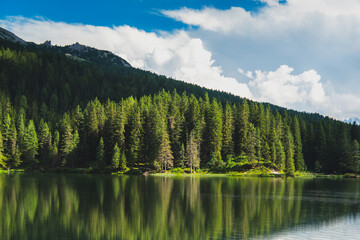 Fototapeta na wymiar View of Misurina village, National Park Tre Cime di Lavaredo ,Lake Misurina, Dolomite, Italy