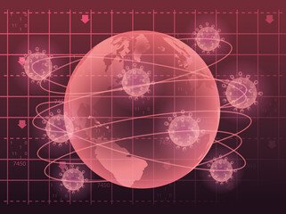 covid19 particles and earth planet futuristic lights