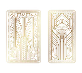 Gold art deco panels with ornament on white background