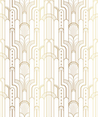 Gold and white art deco geometric seamless pattern