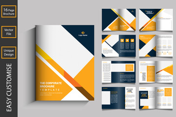 Business brochure template layout design, yellow minimal business profile template layout, editable brochure, 16 pages brochure, annual report minimal template layout design template layout.