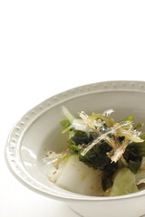 Japanese healthy food, agar and boiled cabbage salad