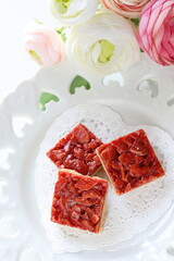 Strawberry and almond cookie with copy space 
