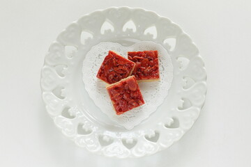 Strawberry and almond cookie with copy space 