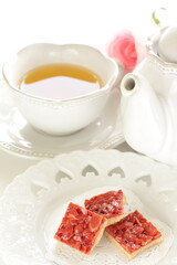Strawberry and almond cookie with copy space 