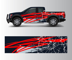 pickup truck graphic vector. abstract shape with grunge design for vehicle vinyl wrap © Saiful