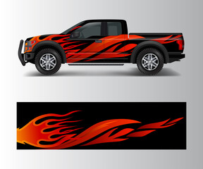 wrap graphic design vector for off road truck. Abstract sporty and adventure racing background. Full vector eps 10 © Saiful