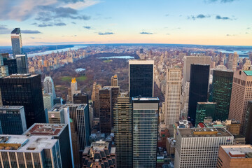 View of Central Park and Lower Manhattan From The Top of The Rock, Rockefeller Center, New York, New York, USA