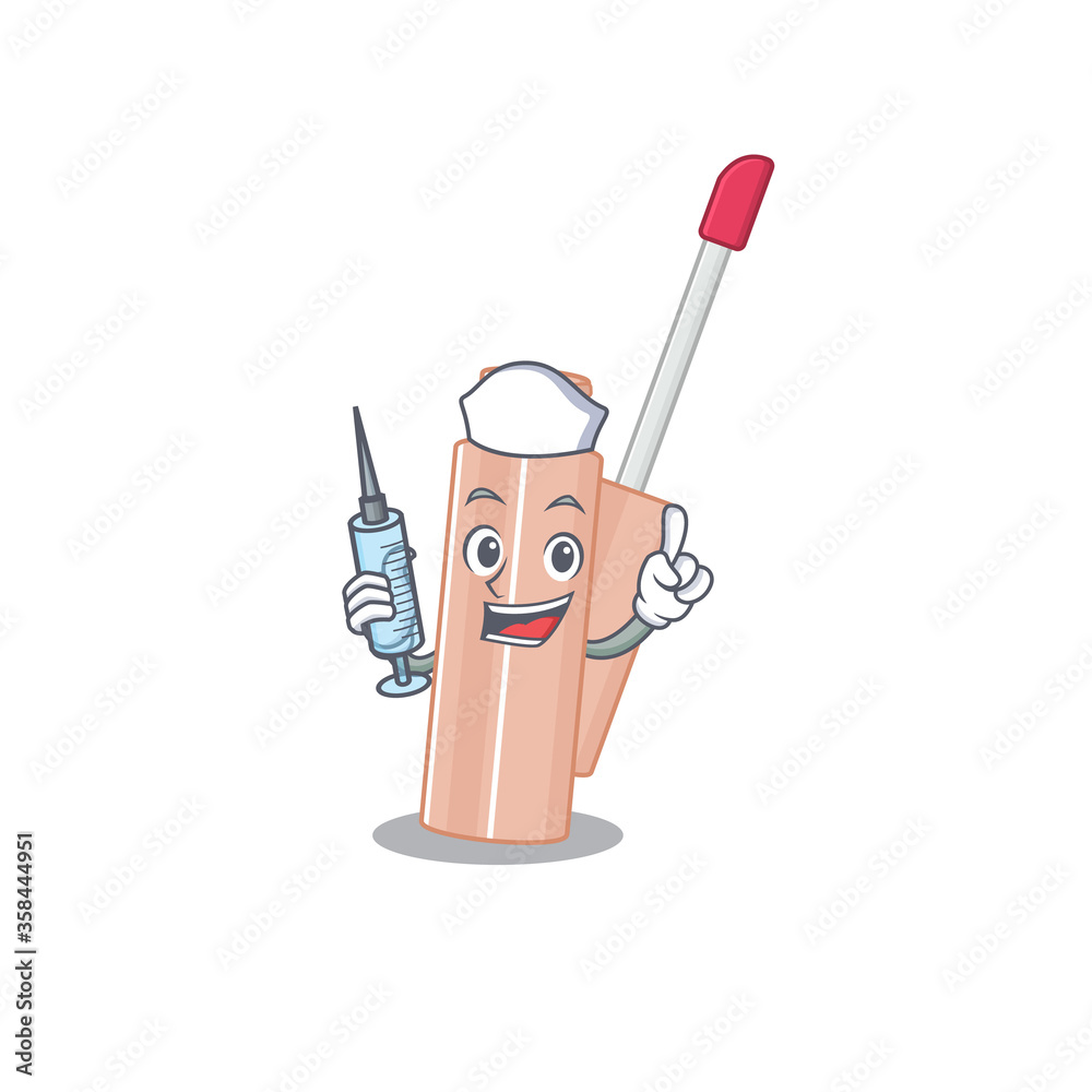 Wall mural Lip tint humble nurse mascot design with a syringe