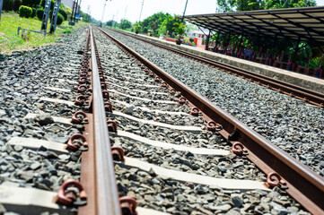 Fototapeta premium Railroad at a train station in Thailand