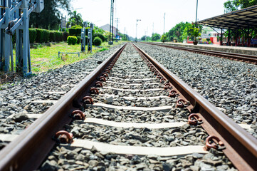 Fototapeta premium Railroad at a train station in Thailand