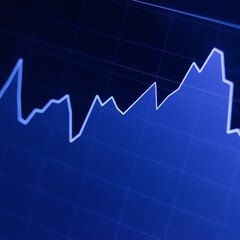 the stock market graph on blue