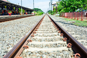 Railroad at a train station in Thailand