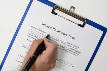 Filling and signing Interest Promissory Note document
