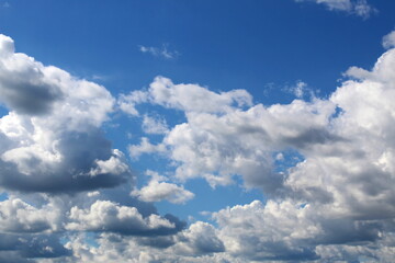 Texture blue sky with white clouds under the sun