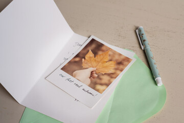 autumn polaroid in a gift card