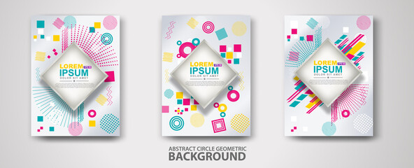 Covers templates set with trendy geometric patterns and memphis elements. Modern design