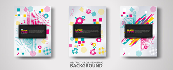 Covers templates set with trendy geometric patterns and memphis elements. Modern design