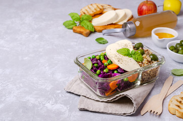 Fototapeta na wymiar Vegetable salad with quinoa and cheese