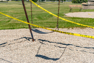 Covid-19 playground cautioned off landscape