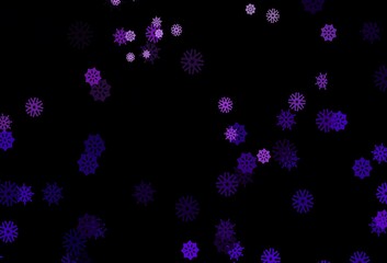 Fototapeta na wymiar Dark Purple vector pattern with christmas snowflakes.