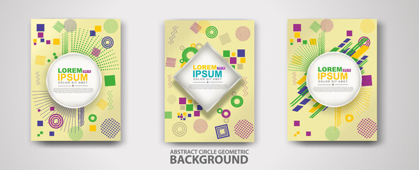 Covers templates set with trendy geometric patterns and memphis elements. Modern design