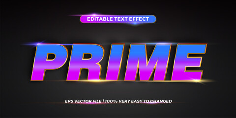 Text effect in 3d gradient Prime words text effect theme editable concept with dark background