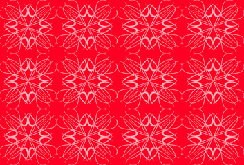 Seamless pattern design with floral background elements, beautiful ornaments, black, white, orange, pink, red, green, yellow, blue, gray, purple