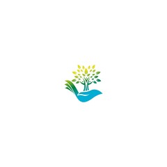 tree with people hand logo template