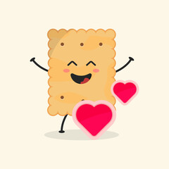 Cute Flat Cartoon Crackers Illustration. Vector illustration of cute cracker with a smiling expression. Cute crackers mascot design