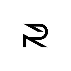initial letter R logo, line art style design and template